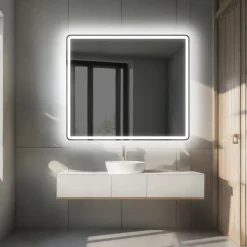 Miroir Lumineux|Artforma Miroir avec LED Illumination Salle de Bain - Naomi, 100x80 cm, Miroir Mural Avec Éclairage, Blanc Froid 7000K