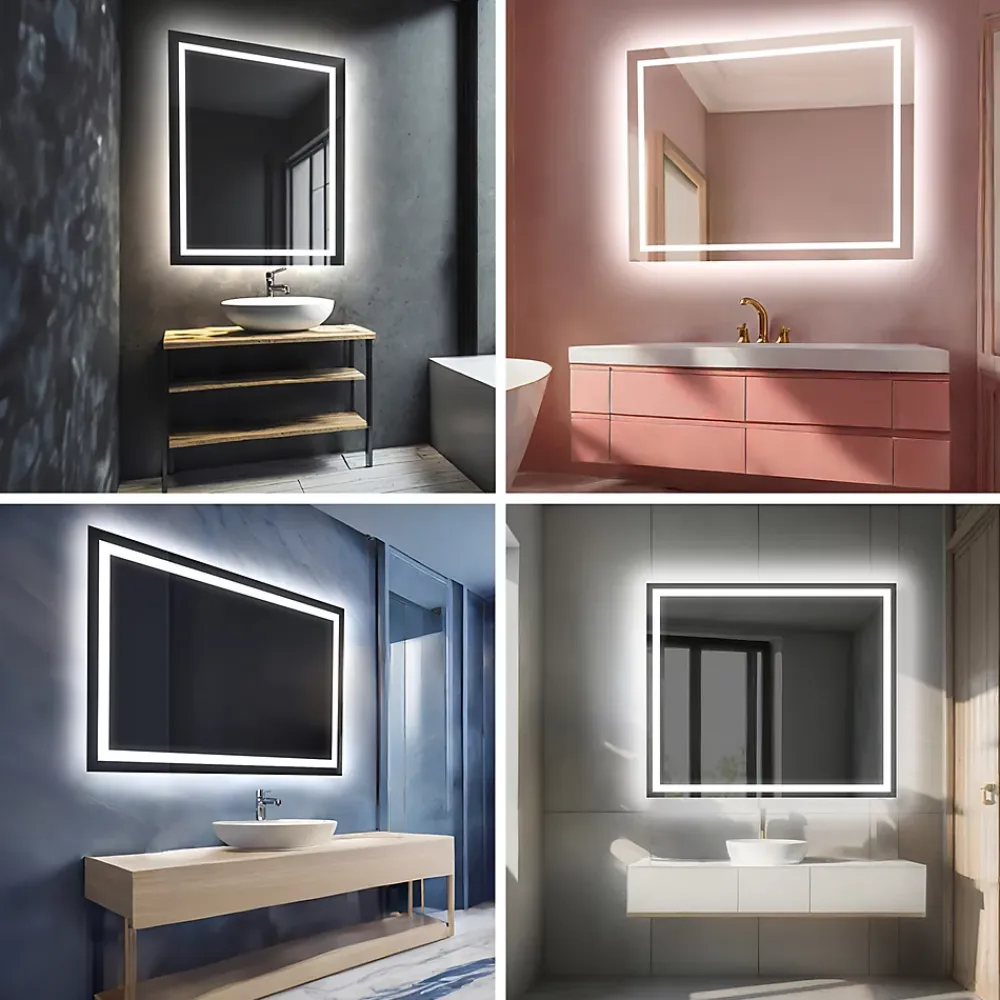 Artforma Miroir avec LED Illumination Salle de Bain - Bella, 70x70 cm, Miroir Mural Avec Éclairage, Blanc Froid 7000K