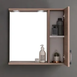 Kiamami Valentina Miroir Avec Rangement Latéral Droit En Chêne Fumé Effet Bois