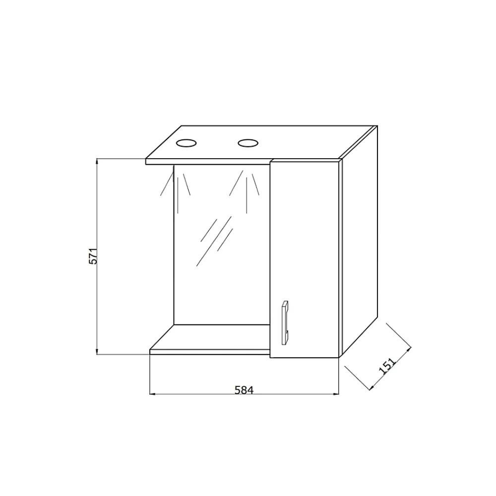 Kiamami Valentina Miroir Avec Unité Murale Droite En Chêne Gris Effet Bois Et Spot Led 58Cm