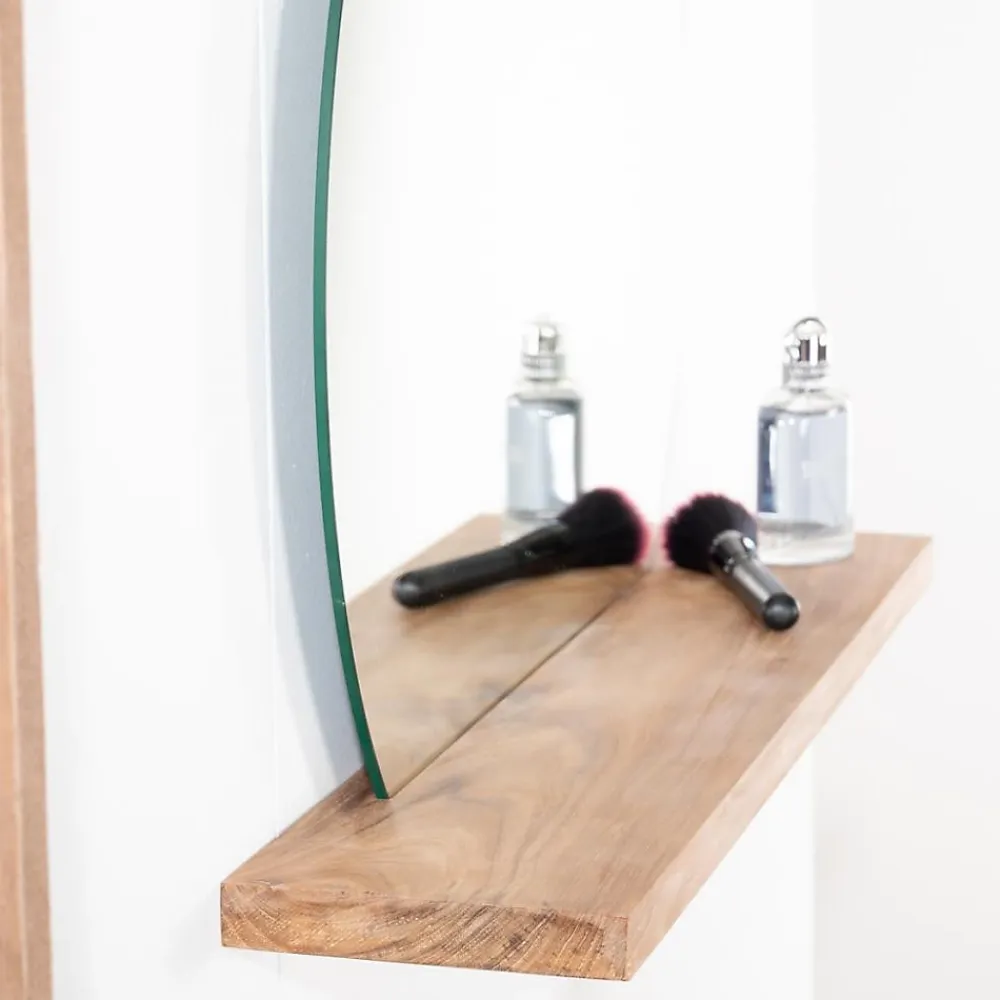 Wanda Collection Miroir Bologne de salle de bain rond en teck massif