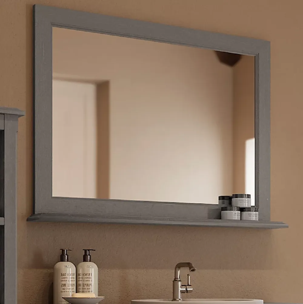 Miroir Simple|Byca Miroir 94cm gris avec tablette - Boho