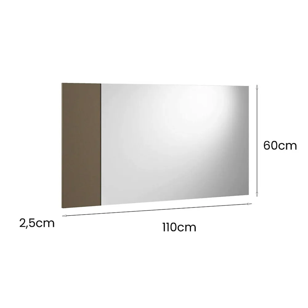 Dmora Miroir Coriando, Miroir d'entrée décoratif, Article d'ameublement mural avec profil latéral, 110x3h60 cm, Blanc et Marron