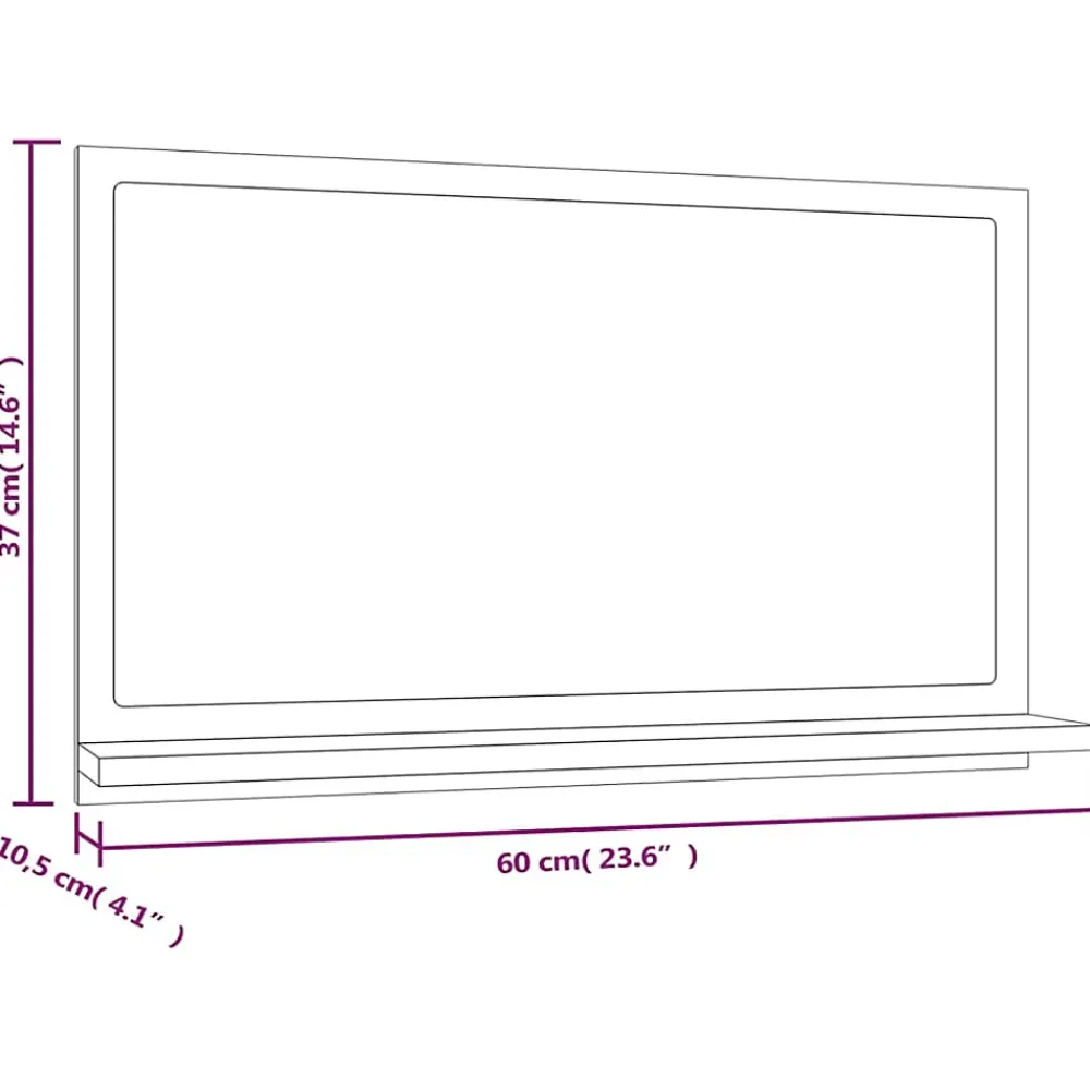 Miroir Simple|Helloshop26 Miroir de bain 60 x 10,5 bois marron