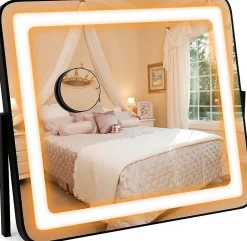 Miroir Grossissant Lumineux|Giantex Miroir de Maquillage LED avec Couleur et Luminosité Réglables Miroir de Détail 5X écran Tactile Inclus