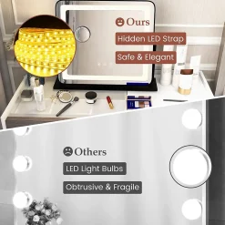 Miroir Grossissant Lumineux|Giantex Miroir de Maquillage LED avec Couleur et Luminosité Réglables Miroir de Détail 5X écran Tactile Inclus