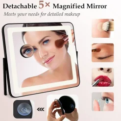 Miroir Grossissant Lumineux|Giantex Miroir de Maquillage LED avec Couleur et Luminosité Réglables Miroir de Détail 5X écran Tactile Inclus