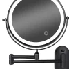 Mirlux Miroir De Maquillage Lumineux LED Rechargeable Noir, Grossissement 1-5x