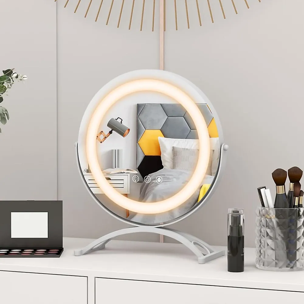 Giantex Miroir de Maquillage Pivotant 3 Couleurs et Luminosité Réglables Contrôle Tactile