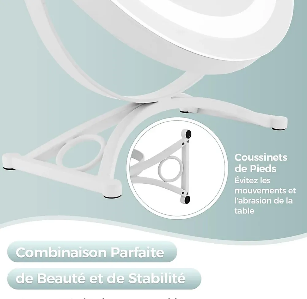 Giantex Miroir de Maquillage Pivotant 3 Couleurs et Luminosité Réglables Contrôle Tactile