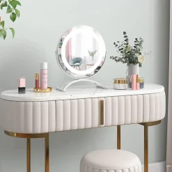 Giantex Miroir de Maquillage Pivotant 3 Couleurs et Luminosité Réglables Contrôle Tactile