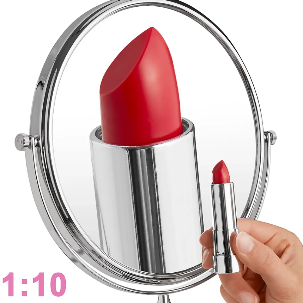 Tectake Miroir de maquillage Rond double face Grossissant argent