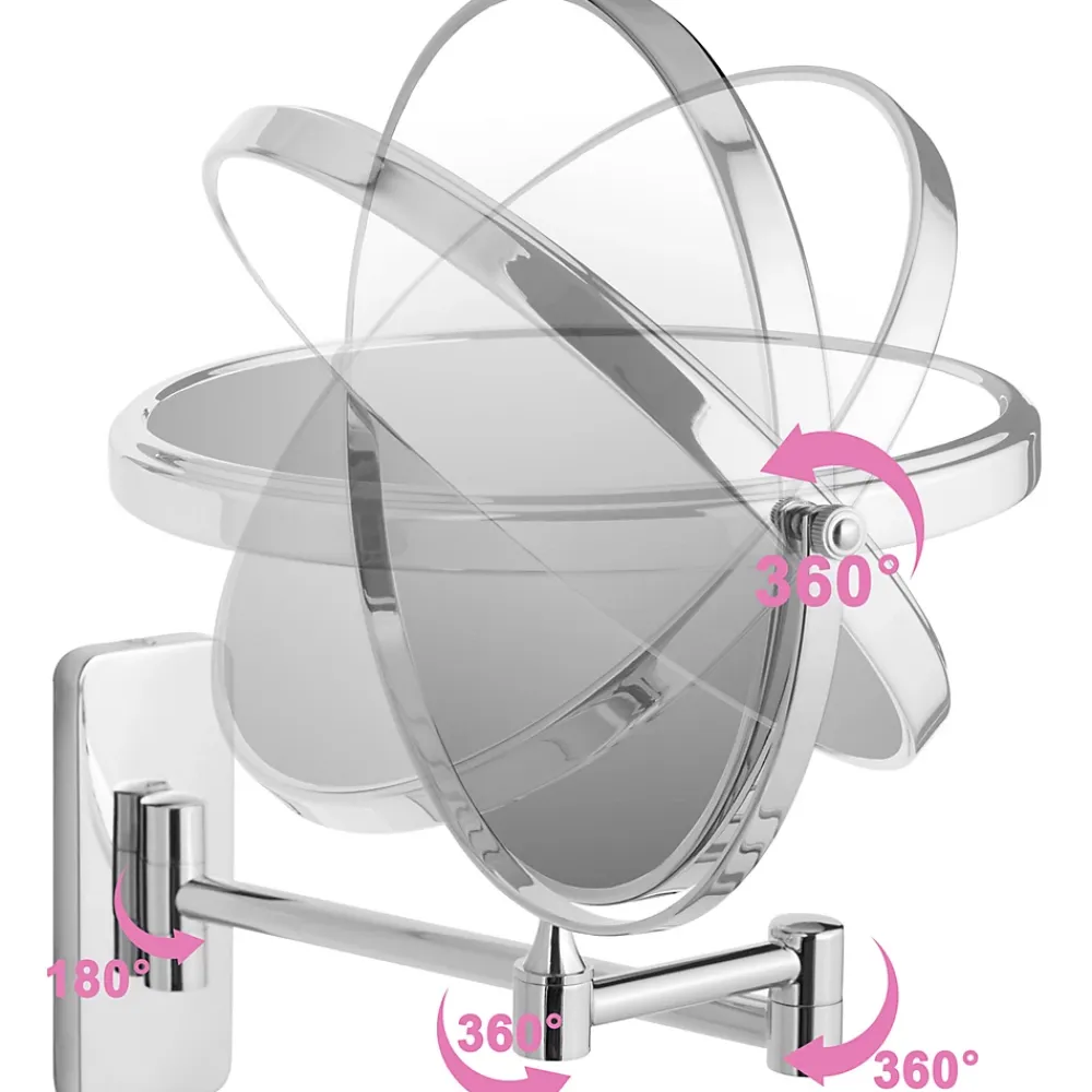 Tectake Miroir de maquillage Rond double face Grossissant argent