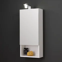 Kiamami Valentina Miroir De Rangement À Une Porte Avec Lampe Led Et Compartiment Ouvert