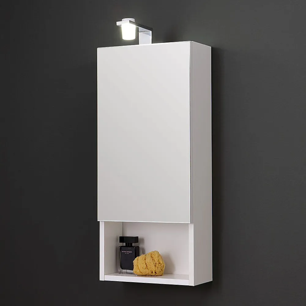 Kiamami Valentina Miroir De Rangement À Une Porte Avec Lampe Led Et Compartiment Ouvert