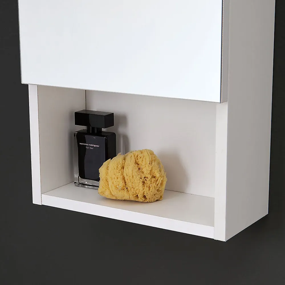 Kiamami Valentina Miroir De Rangement À Une Porte Avec Lampe Led Et Compartiment Ouvert