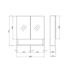 Armoire De Toilette|Kiamami Valentina Miroir De Rangement Blanc À Deux Portes Avec Compartiment Inférieur Ouvert
