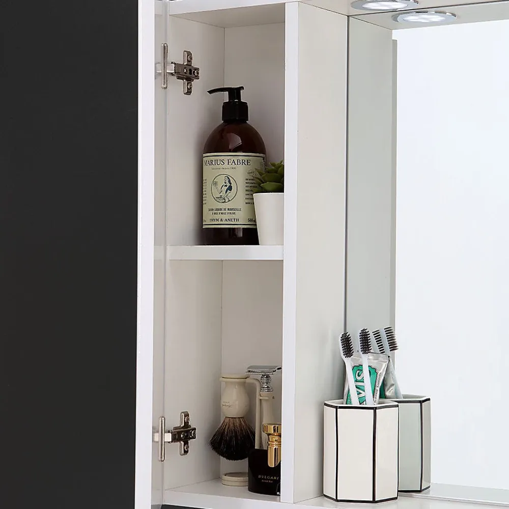 Armoire De Toilette|Kiamami Valentina Miroir De Rangement Inglesina Avec Étagère De Rangement Et Armoires Latérales