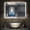 Miroir Lumineux|AICA Sanitaire Miroir de salle de bain à LED, dimmable et mémoire, 100x70cm miroir lumineux anti-buée,