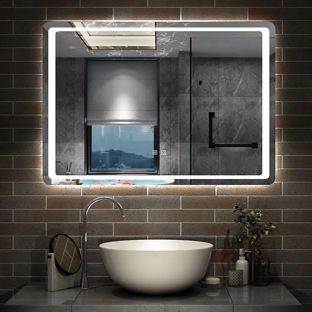 AICA Sanitaire Miroir de salle de bain à LED, dimmable et mémoire, 140x80cm miroir lumineux anti-buée,