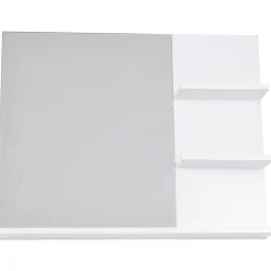 Armoire De Toilette|Homcom Miroir de salle de bain avec étagères - 2 étagères latérales + grande étagère inférieure - kit installation fourni - MDF blanc