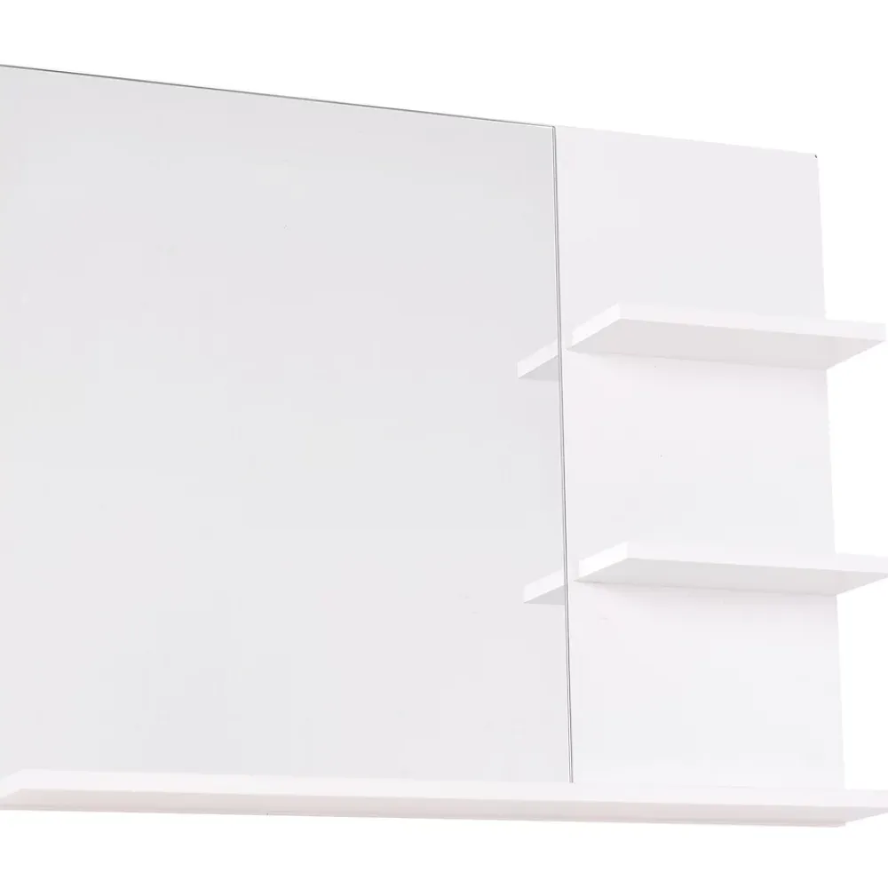 Armoire De Toilette|Homcom Miroir de salle de bain avec étagères - 2 étagères latérales + grande étagère inférieure - kit installation fourni - MDF blanc