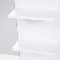 Armoire De Toilette|Homcom Miroir de salle de bain avec étagères - 2 étagères latérales + grande étagère inférieure - kit installation fourni - MDF blanc