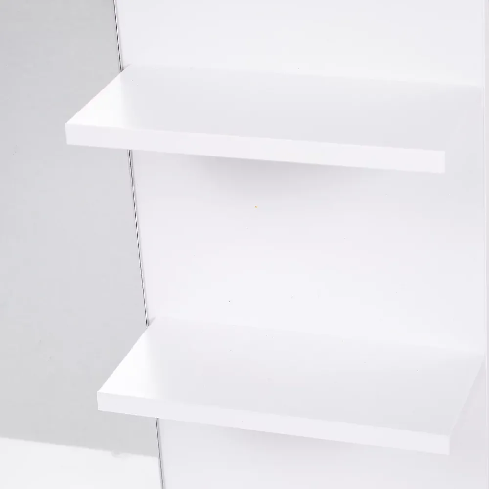 Armoire De Toilette|Homcom Miroir de salle de bain avec étagères - 2 étagères latérales + grande étagère inférieure - kit installation fourni - MDF blanc