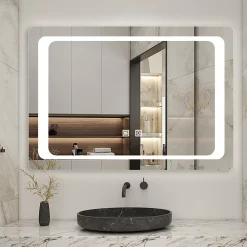 Miroir Lumineux|AICA Sanitaire Miroir de salle de bain avec éclairage intégré, L.90 x H.65cm Miroir lumineux anti buée,