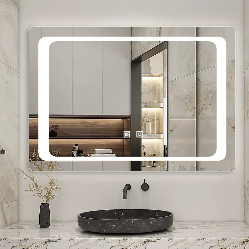 AICA Sanitaire Miroir de salle de bain avec éclairage intégré, L.120 x H.70 cm Miroir lumineux anti buée,