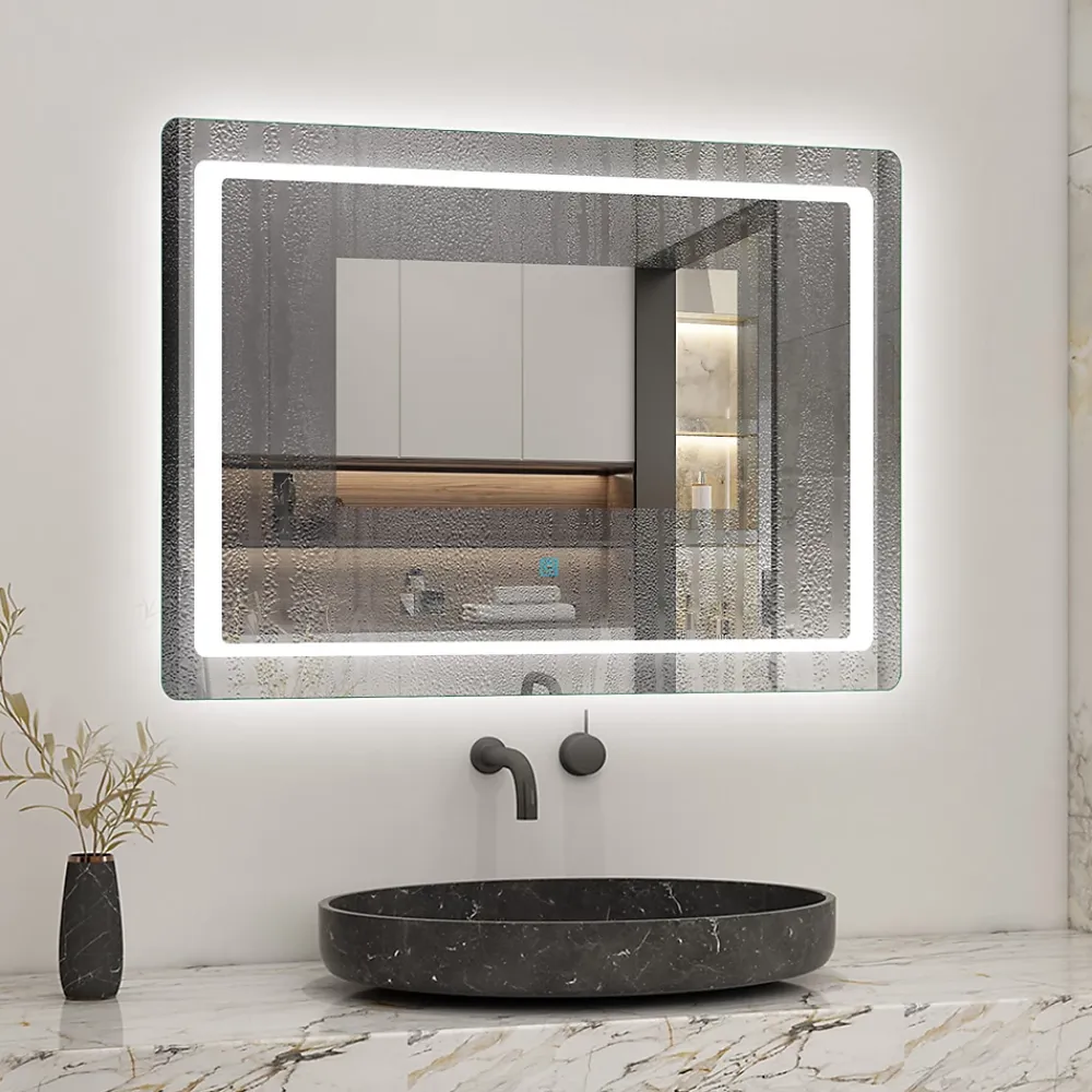 AICA Sanitaire Miroir de salle de bain avec éclairage intégré, L.120 x H.70 cm Miroir lumineux anti buée,