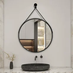 AICA Sanitaire Miroir de salle de bain ceinture noire 40 cm,