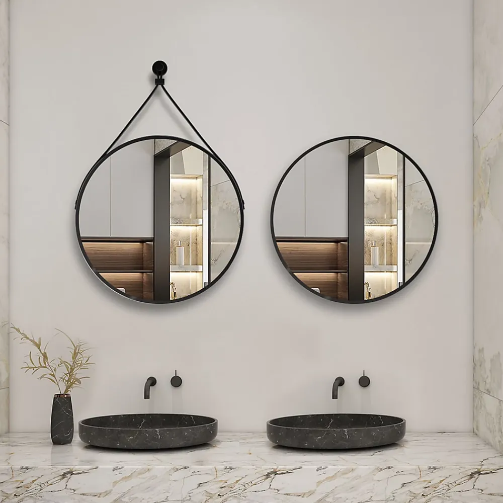 Miroir Simple|AICA Sanitaire Miroir de salle de bain ceinture noire 60 cm,