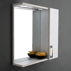 Armoire De Toilette|Kiamami Valentina Miroir De Salle De Bain En Chêne Blanc Avec Lumière Led