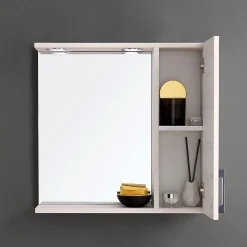 Armoire De Toilette|Kiamami Valentina Miroir De Salle De Bain En Chêne Blanc Avec Lumière Led