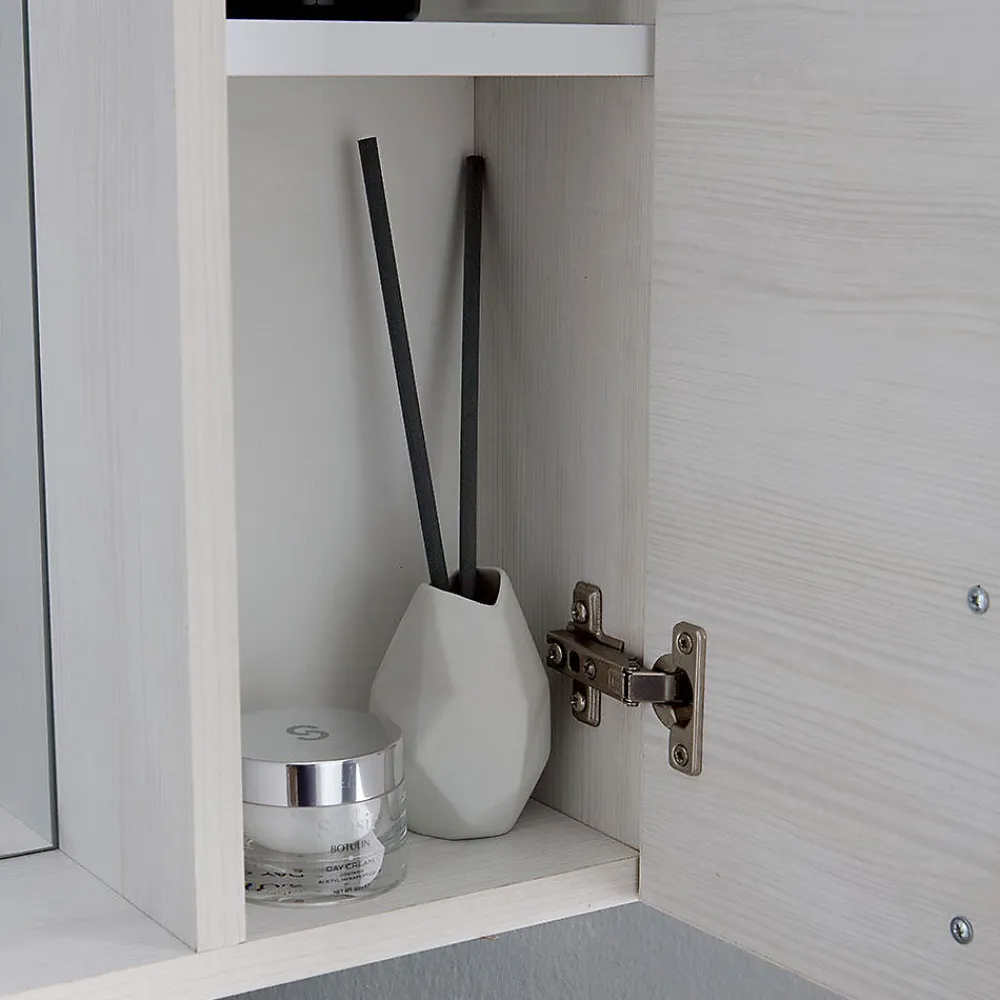 Armoire De Toilette|Kiamami Valentina Miroir De Salle De Bain En Chêne Blanc Avec Lumière Led