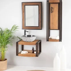 Miroir Simple|Wanda Collection Miroir de salle de bain Elégance bois métal 60x80
