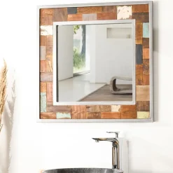 Wanda Collection Miroir de salle de bain Factory teck métal 70x70