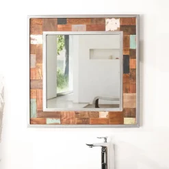 Wanda Collection Miroir de salle de bain Factory teck métal 70x70