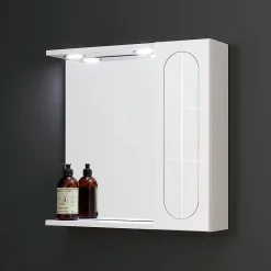 Kiamami Valentina Miroir De Salle De Bain Inglesina Blanc Avec Tablette Inférieure, Unité Murale Droite Et Spot Led
