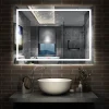 AICA Sanitaire Miroir de salle de bain LED dimmable, avec mémoire et anti-buée, 110x80cm, IP44,