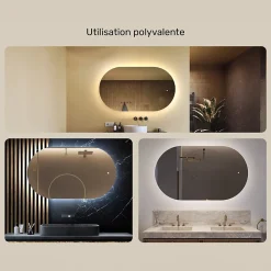 Artforma Miroir de salle de bain lumineux - - Ovale - 120x70cm - LED Dual + Interrupteur tactile