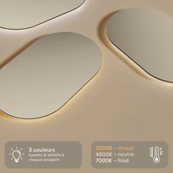 Artforma Miroir de salle de bain lumineux - - Ovale - 120x70cm - LED Dual + Interrupteur tactile