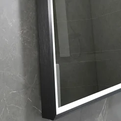 Luxury Bain Miroir de salle de bain LED 90x60cm anti buée, luminosité variable avec cadre en aluminium noir LuxuryBain