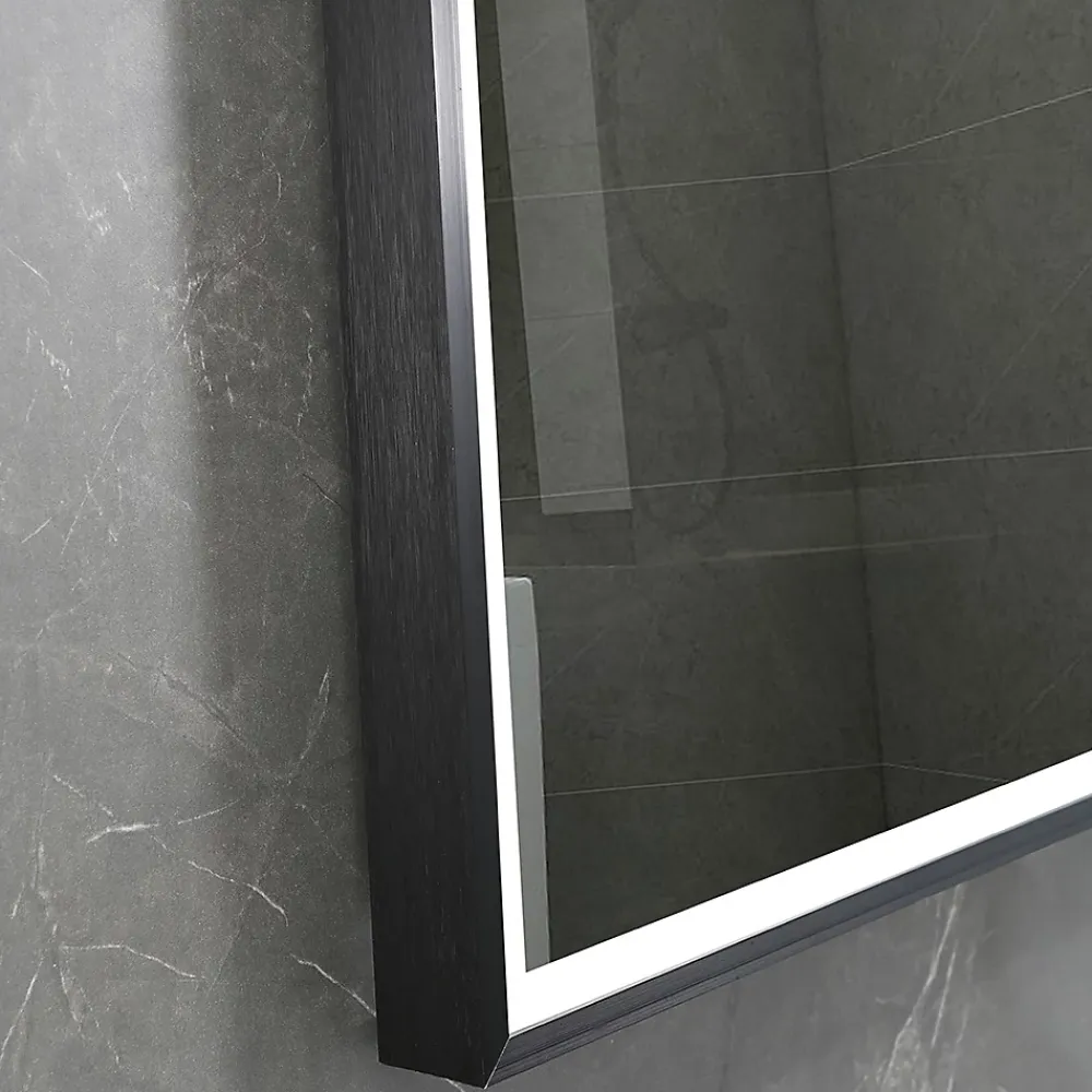 Luxury Bain Miroir de salle de bain LED 90x60cm anti buée, luminosité variable avec cadre en aluminium noir LuxuryBain