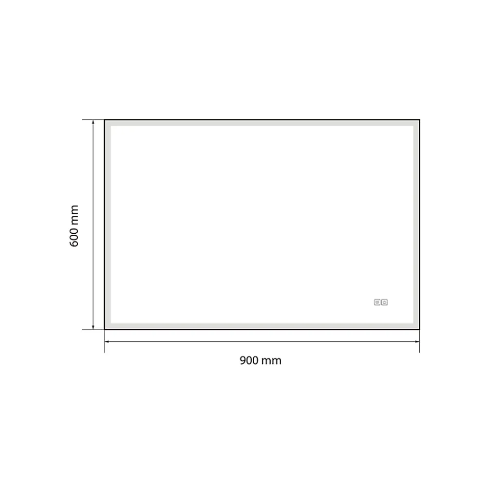 Luxury Bain Miroir de salle de bain LED 90x60cm anti buée, luminosité variable avec cadre en aluminium noir LuxuryBain
