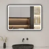 AICA Sanitaire Miroir de salle de bain LED 80x60cm avec cadre noir, tricolore + anti-buée + mémoire + gradation infinie,