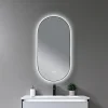 Miroir Lumineux|Luxury Bain Miroir de salle de bain LED 45x90cm ovale anti buée avec cadre en aluminium noir- LuxuryBain