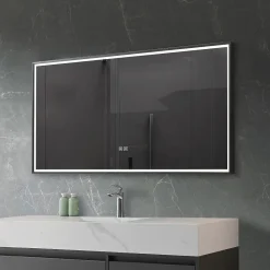 Luxury Bain Miroir de salle de bain LED 120x60cm anti buée, luminosité variable avec cadre en aluminium noir LuxuryBain