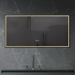 Luxury Bain Miroir de salle de bain LED 120x60cm anti buée, luminosité variable avec cadre en aluminium noir LuxuryBain
